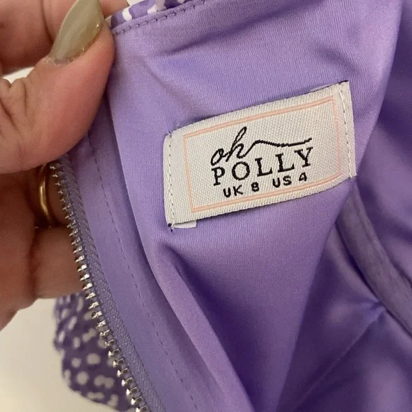 Oh Polly Purple and White Satin Bardot Corset Top Off the shoulder size 4 - Picture 7 of 9
